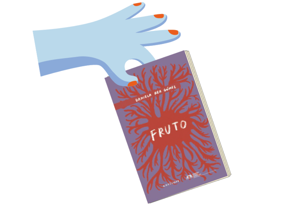 una mano sosteniendo el libro "Fruto"